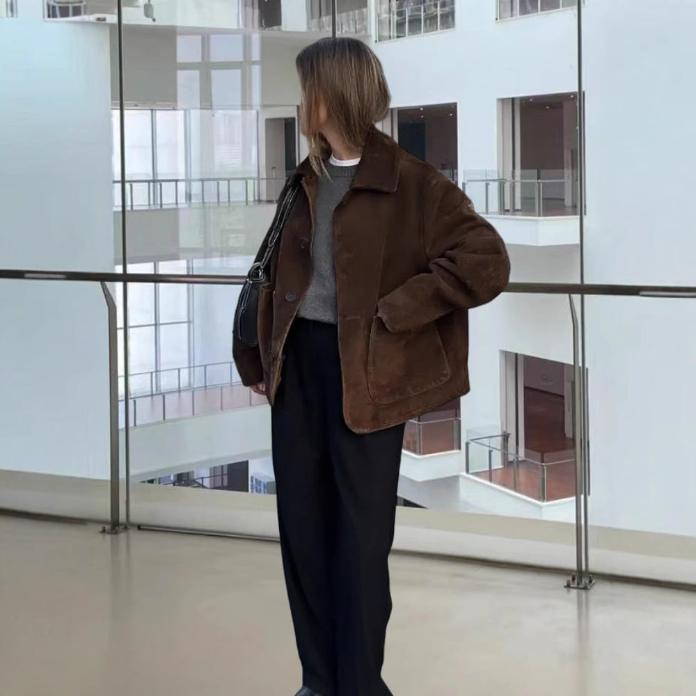 Damen Modische Jacke mit oversized Schnitt und lässigen Taschen Drune
