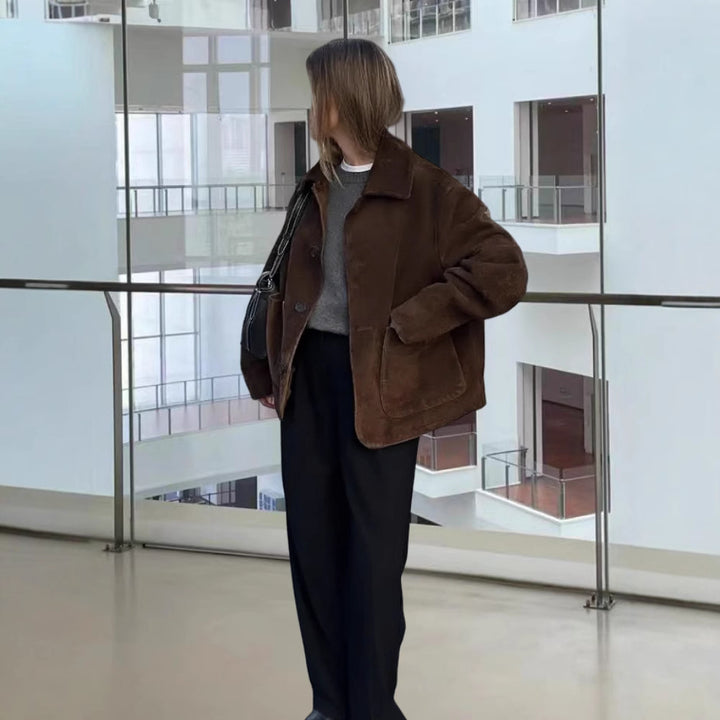 Damen Modische Jacke mit oversized Schnitt und lässigen Taschen Drune