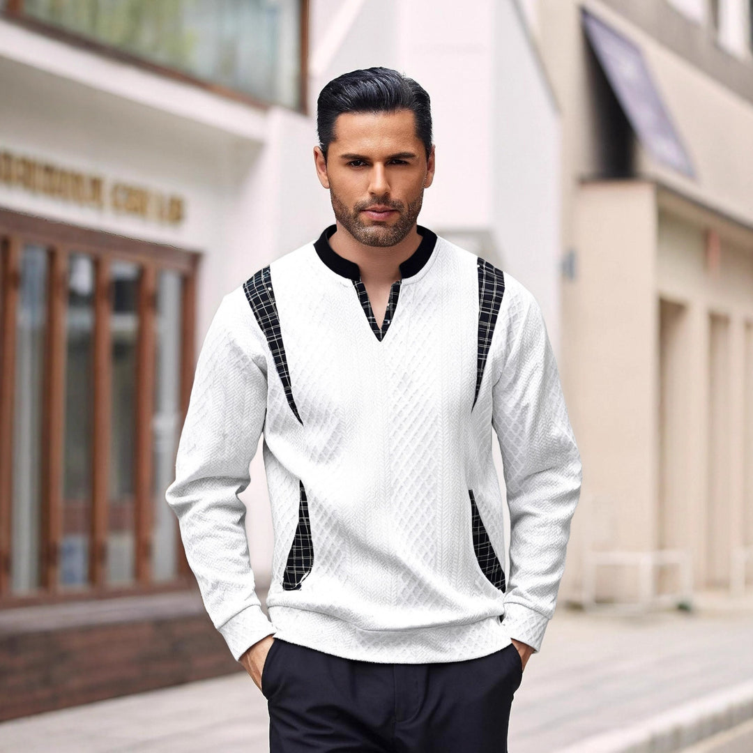 Herren Strickpullover mit modischen Karoelementen Drune