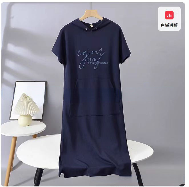 Damen Hoodie-Kleid mit praktischen Einschubtaschen und seitlichen Schlitzen Drune
