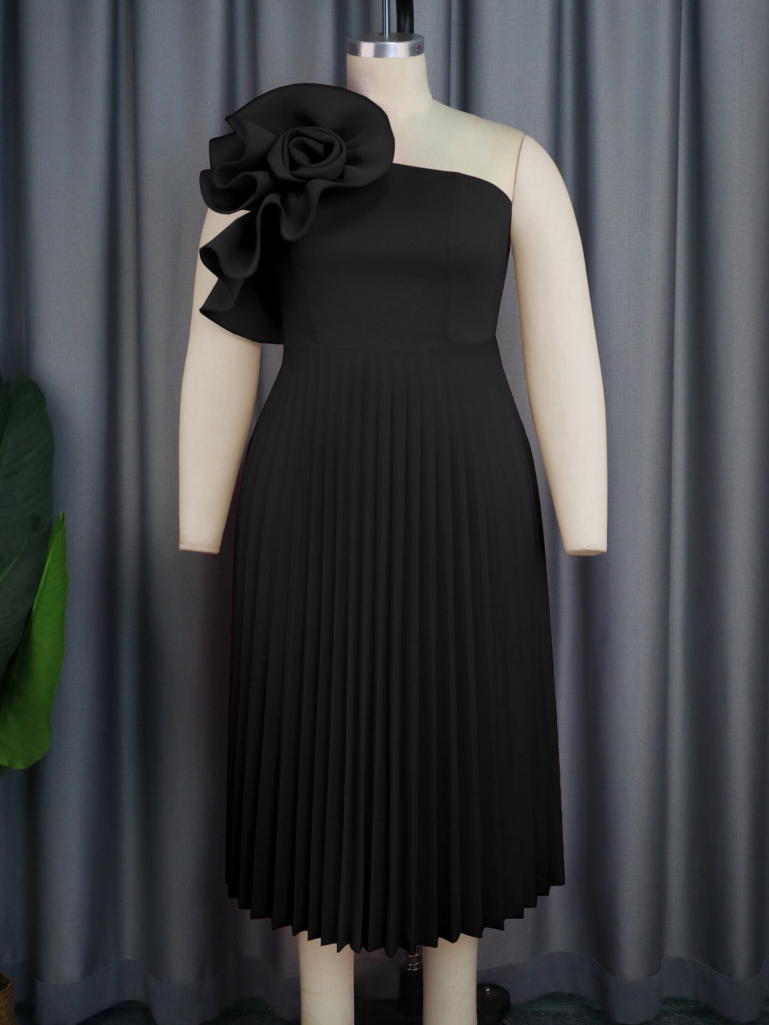 Damen elegantes Cocktailkleid mit voluminöser Blütenapplikation Drune