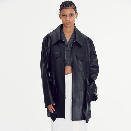 Damen oversized Kunstlederjacke Drune