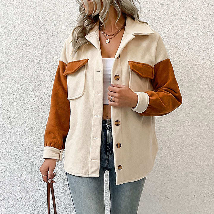Damen Casual Overshirt mit Taschen und Farbkontrasten Drune