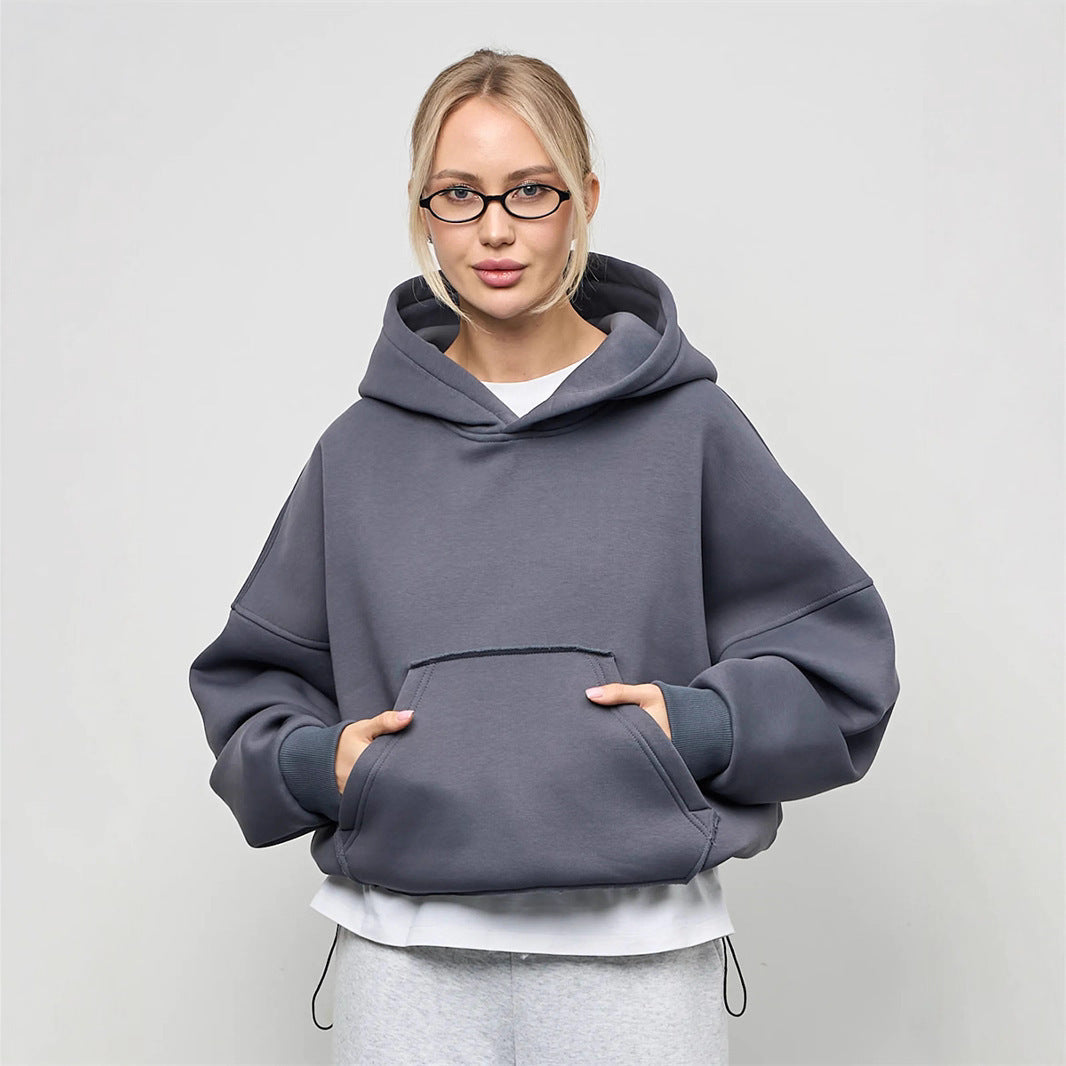 Damen lässiger Oversize-Hoodie mit Kängurutasche und weichem Innenfutter Drune