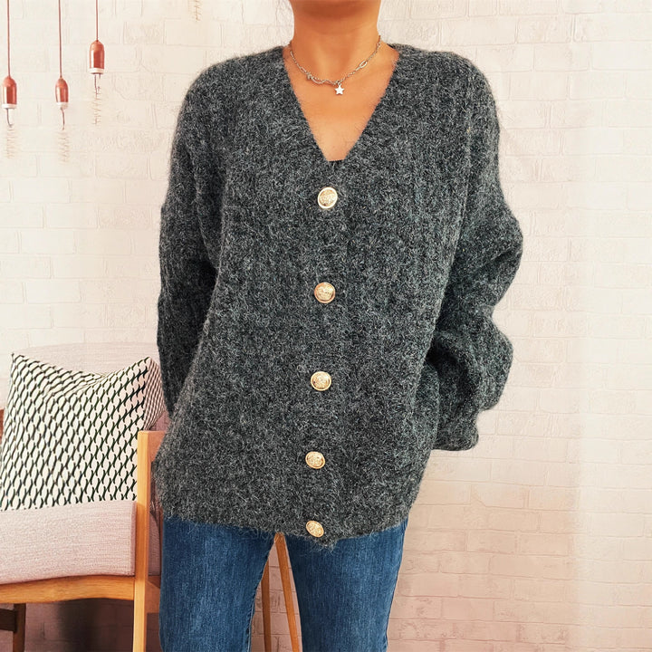 Damen Strickjacke mit luxuriöser Struktur und eleganten Knopfdetails Drune