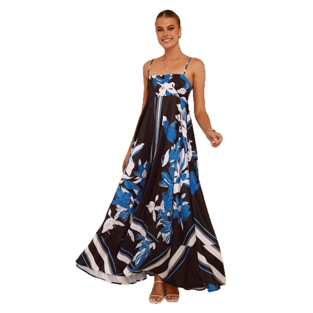 Damen Maxikleid mit floralem Motiv und fließendem Schnitt Drune