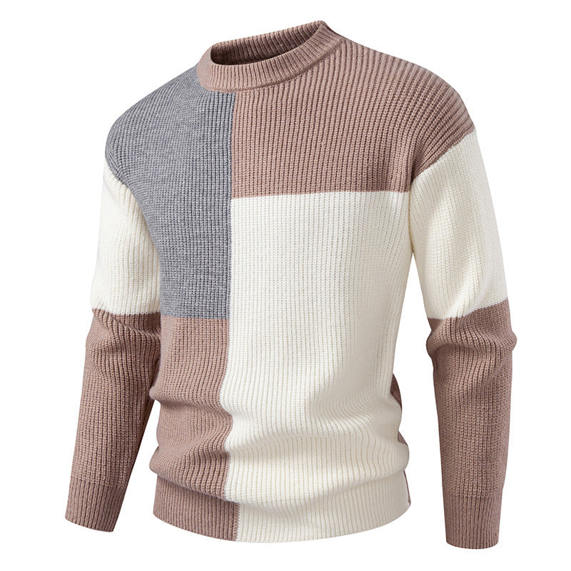 Herren farbenfroher Strukturpullover mit modernem Schnitt und Rundhalsausschnitt Drune
