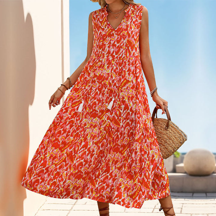 Damen Maxikleid mit Rüschendetails und floralem Muster Drune