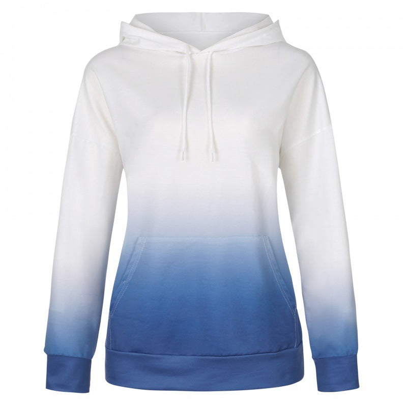 Damen Kapuzenpullover mit modernen Farbverlauf und praktischen Kängurutaschen Drune