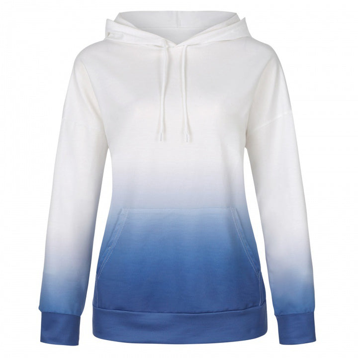 Damen Kapuzenpullover mit modernen Farbverlauf und praktischen Kängurutaschen Drune