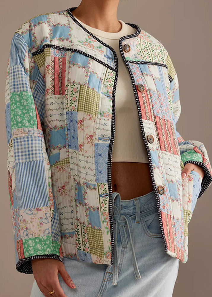 Drune | Patchwork - Baumwoll-Quilted-Jacke mit Rundhals