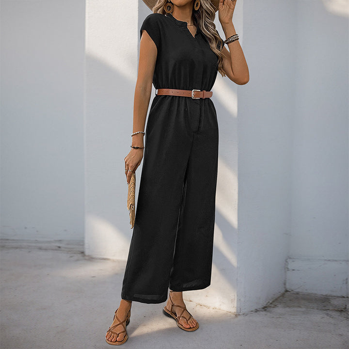 Damen Jumpsuit mit elastischem Bund und schickem Taillengürtel Drune