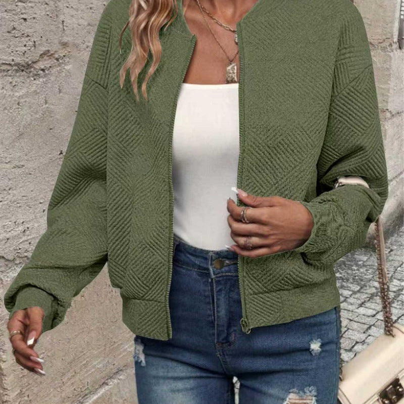 Damen modische Sweatjacke mit strukturiertem Design und Reißverschluss Drune