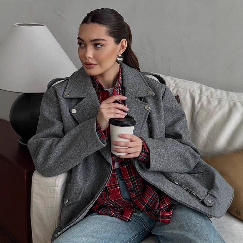 Damen Modische Oversized Jacke Drune