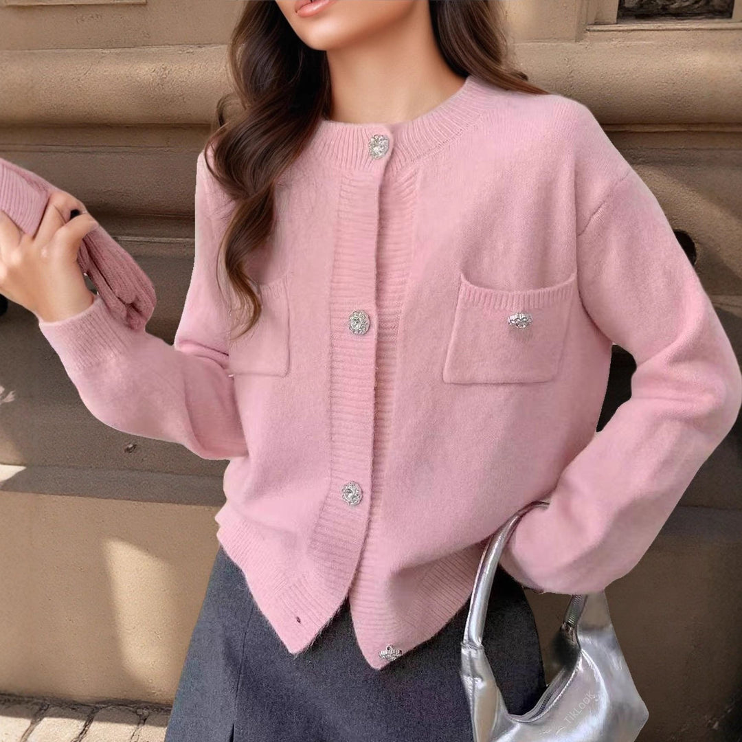 Drune | Strickjacke Wollmischung Lockere Passform Knöpfe Dekorative Taschen