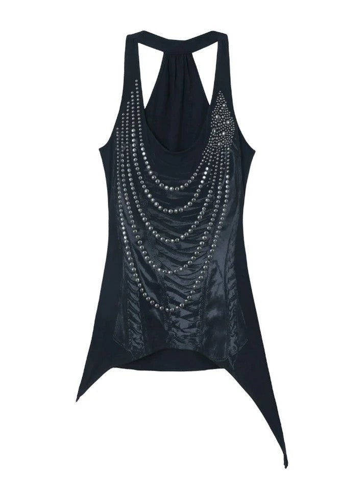 Damen Glitzerndes Tanktop mit asymmetrischem Schnitt Drune