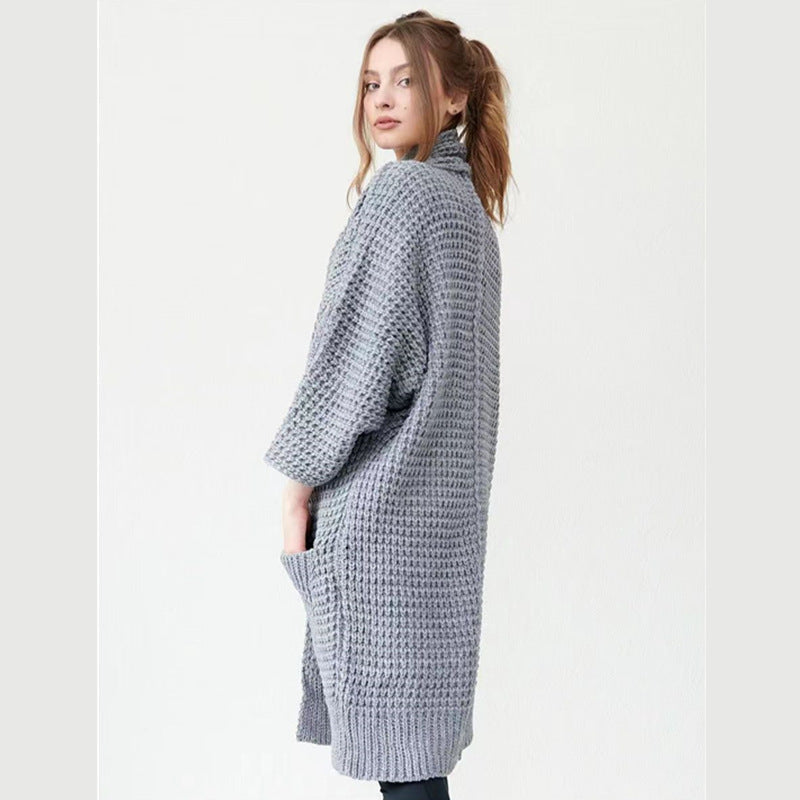 Damen Langer Strickmantel im modischen Waffelmuster Drune