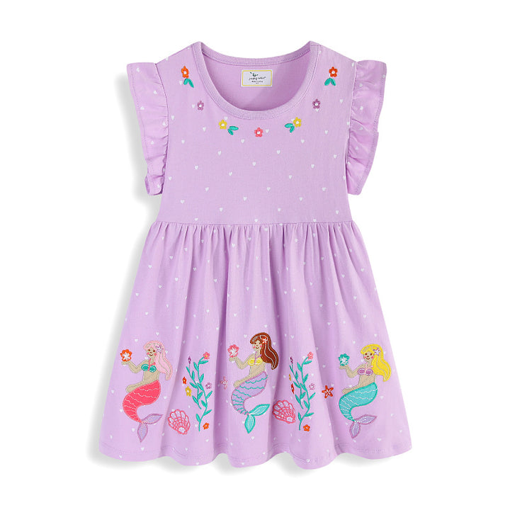 Mädchen Sommerkleid mit verzauberndem Meerjungfrau-Stickdesign Drune