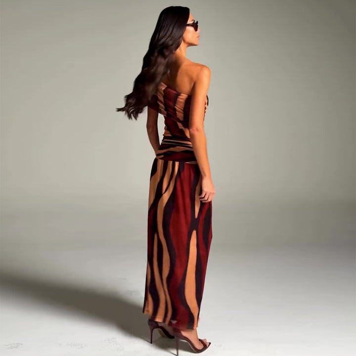 Damen Maxikleid mit asymmetrischem Schnitt und aufregendem Grafikdesign Drune