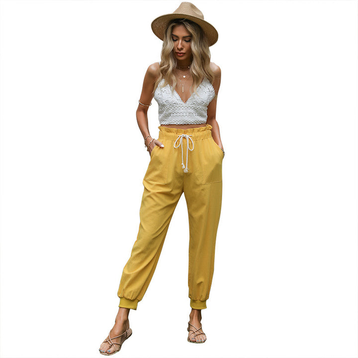 Damen Casual Freizeithose mit elastischem Bund und praktischen Taschen Drune