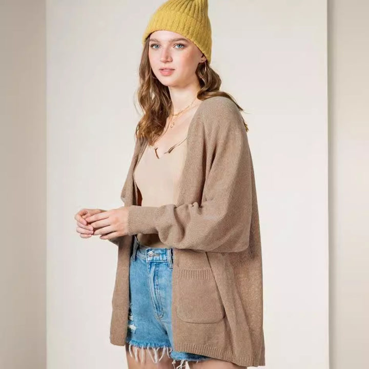Damen Kuschelige Strickjacke mit seitlichen Taschen und offener Front Drune