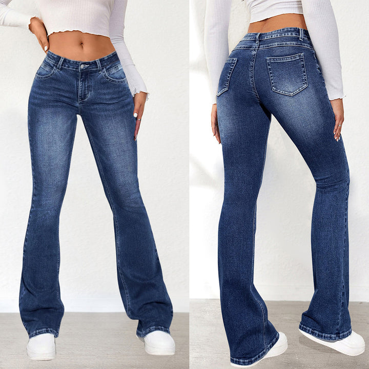 Damen Bootcut Jeans mit hohem Bund und modischen Waschungen Drune