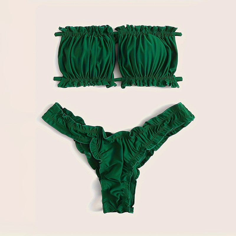 Damen Bandeau-Bikini mit gerafftem Design Drune