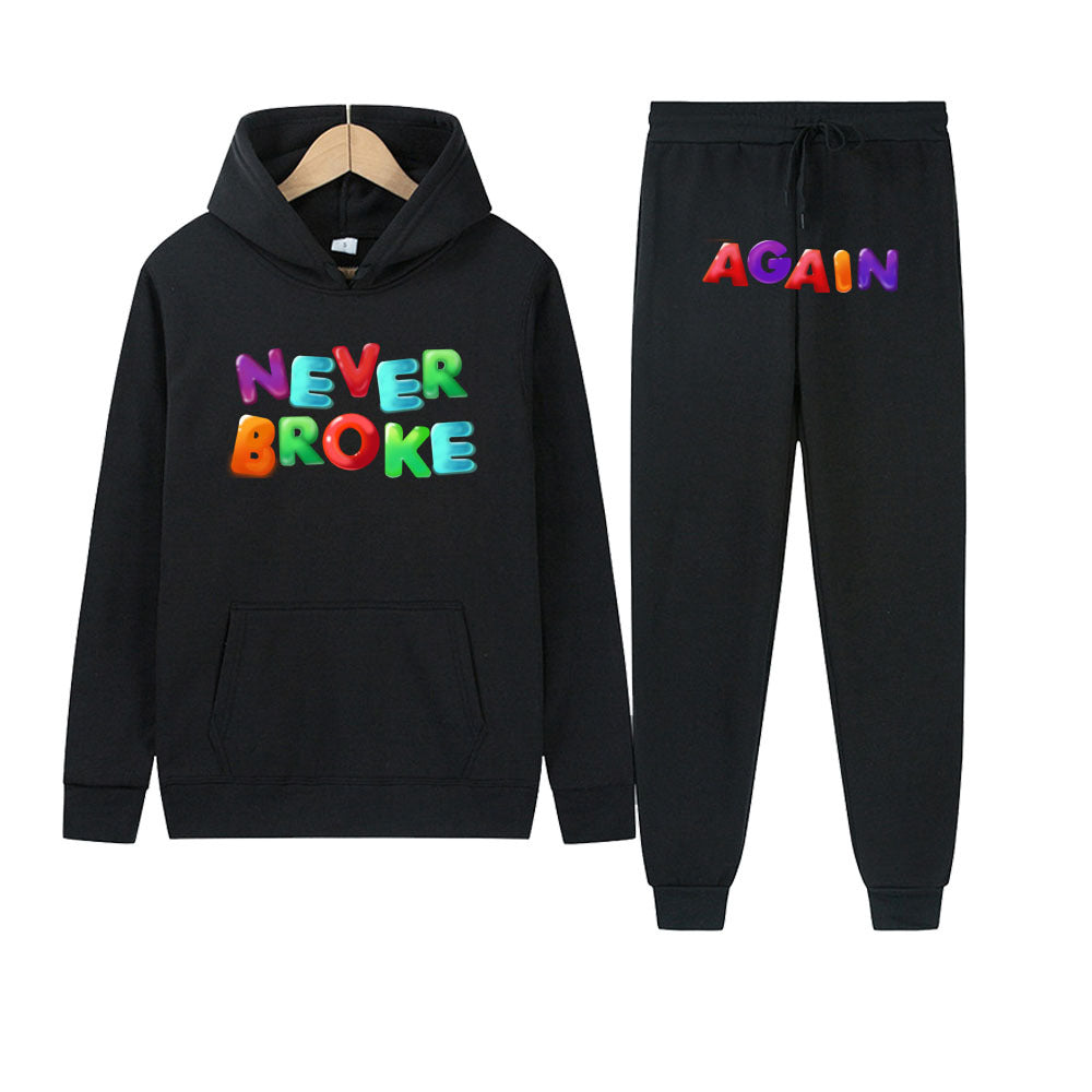 Damen Sportliches Hoodie- und Jogginghose-Set mit kreativer Schriftgestaltung Drune