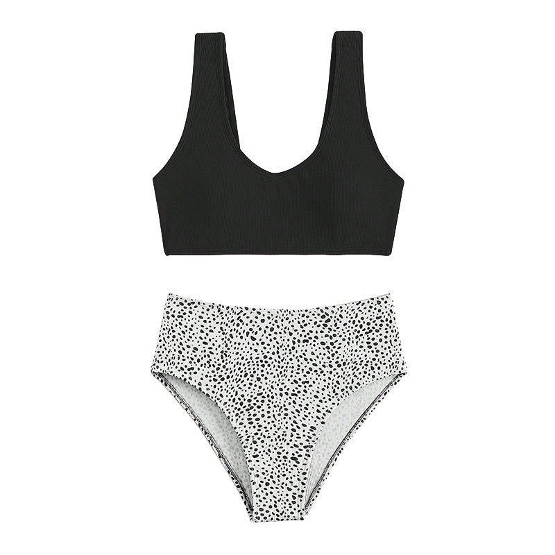 Damen Hochgeschnittenes Bikini-Set mit modischem Oberteil Drune