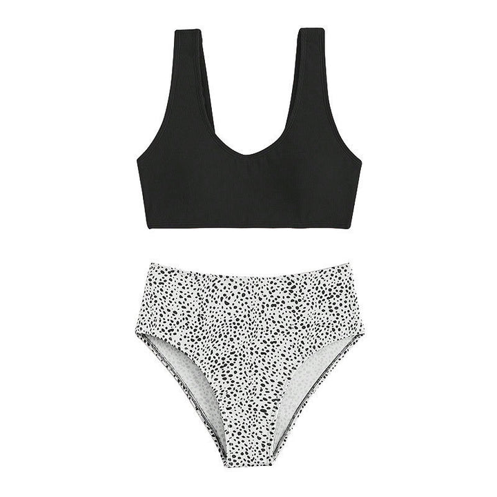 Damen Hochgeschnittenes Bikini-Set mit modischem Oberteil Drune