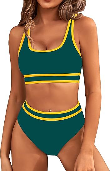 Damen Sportlicher Hochgeschnittener Bikini Drune