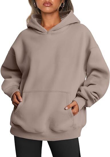 Damen nan Oversize Kapuzenpullover aus weicher Baumwollmischung mit Kängurutasche Drune