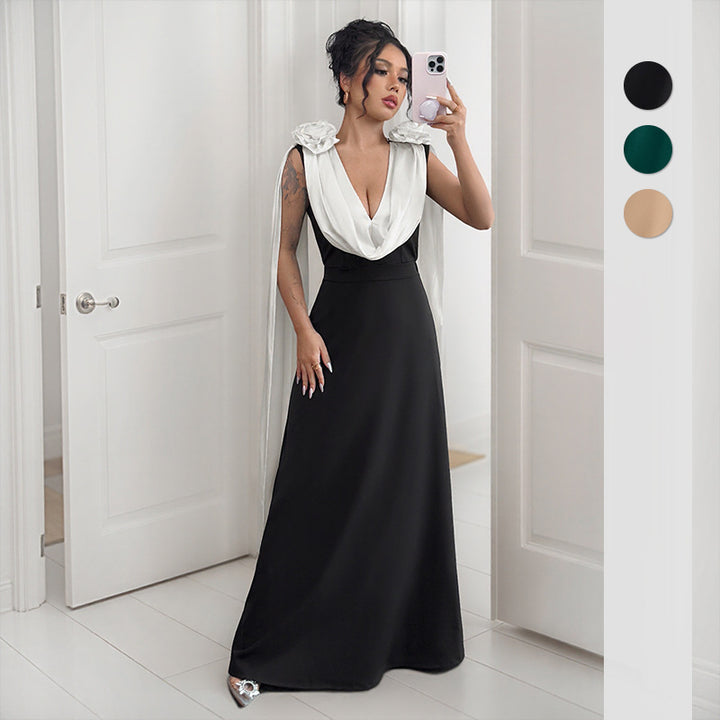 Damen Elegantes Wickelkleid mit floralem Akzent Drune
