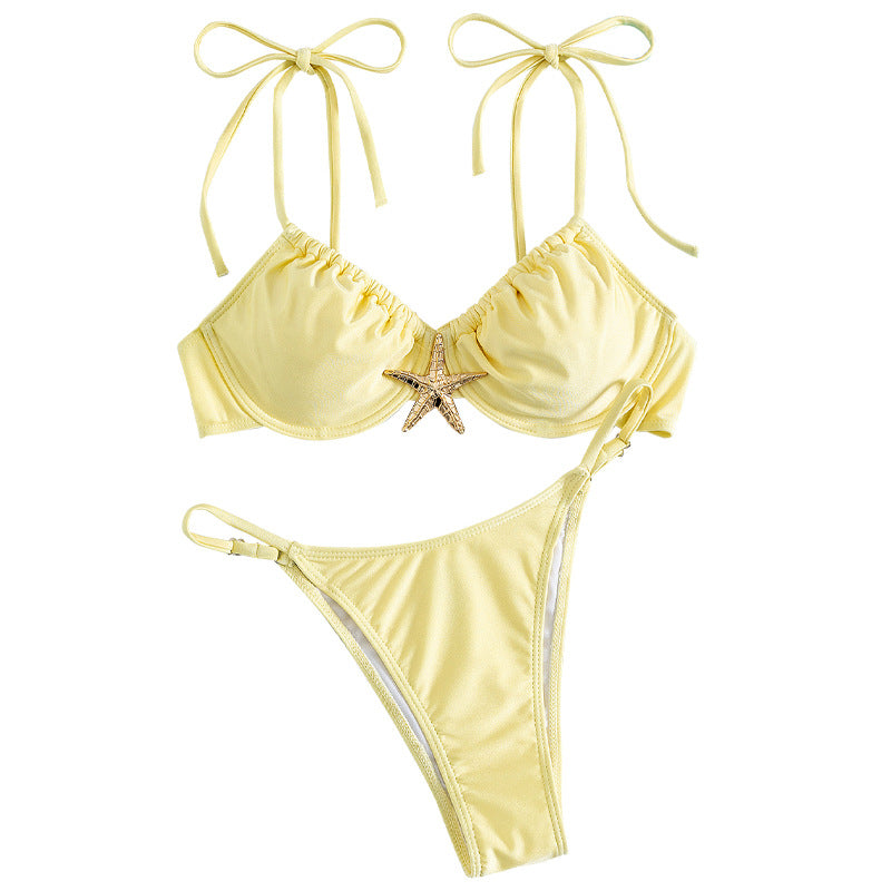 Damen Push-Up-Bikini mit dekorativem Muschelverschluss Drune