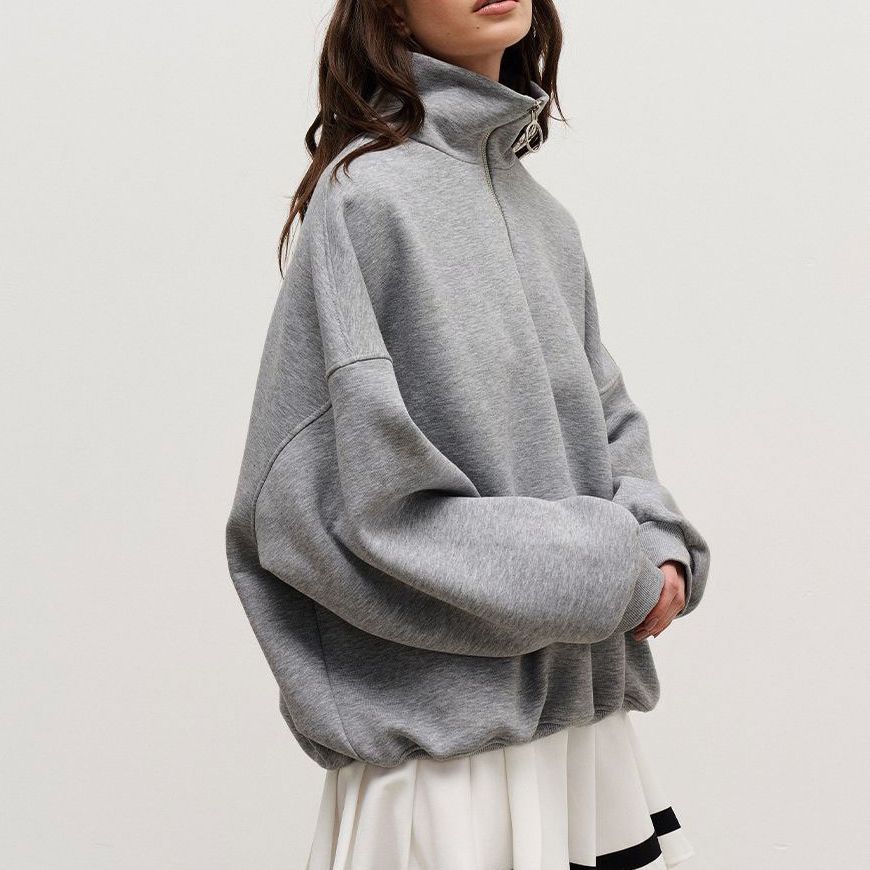 Damen Sweatshirt mit Zip-Kragen und lässigem Schnitt Drune