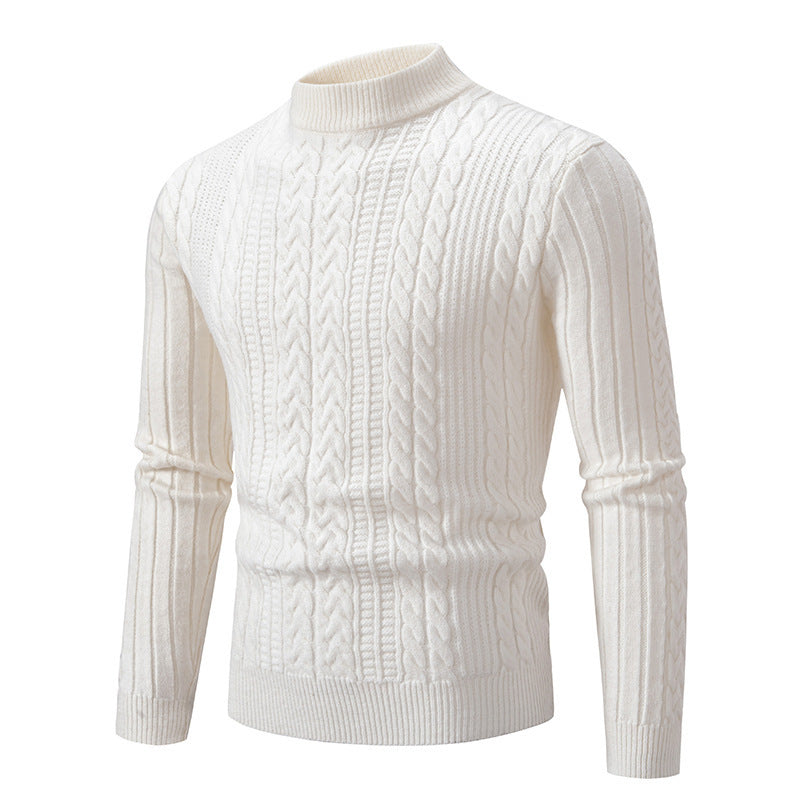 Herren eleganter Rollkragenpullover mit tiefem Zopfmuster und moderner Passform Drune