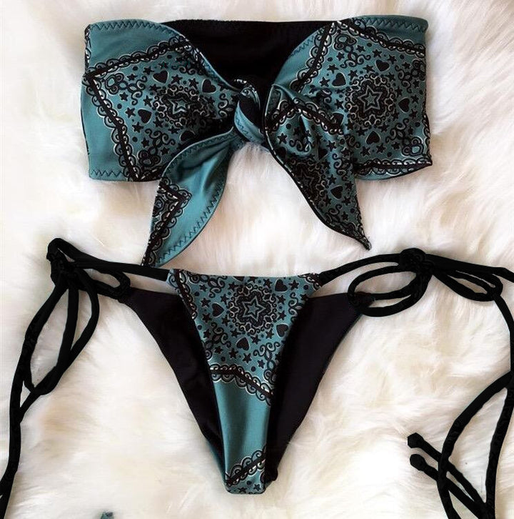 Damen Bandeau-Bikini mit verspieltem Knotendesign Drune