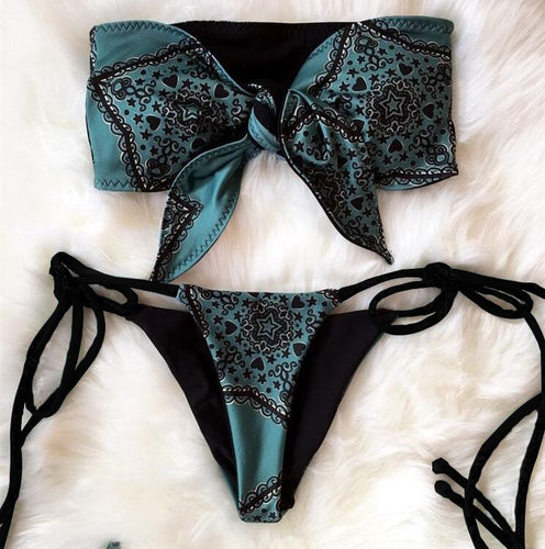 Damen Bandeau-Bikini mit verspieltem Knotendesign Drune