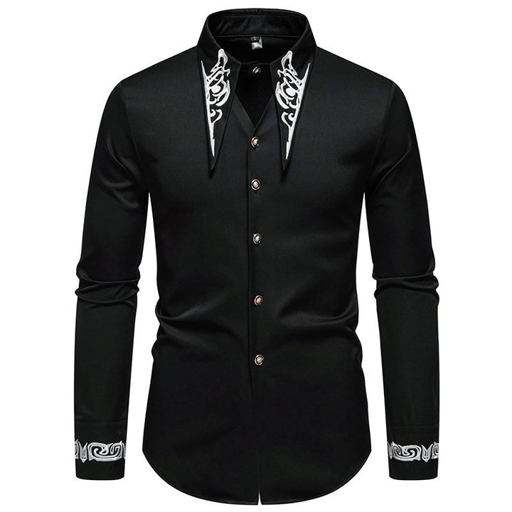 Herren Elegantes Besticktes Button-Up Hemd Drune