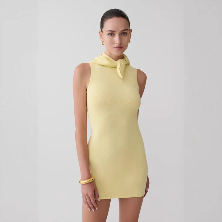 Damen Elegantes Minikleid mit asymmetrischem Kragen Drune