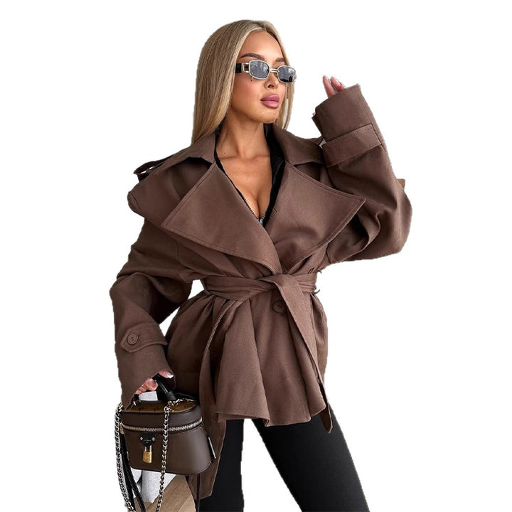 Damen modische Trenchjacke mit weitem Schnitt und Bindeband Drune