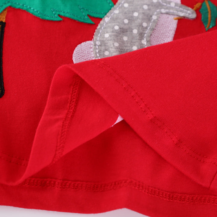 Mädchen Baumwollkleid mit festlichem Tier- und Weihnachtsbaum-Design Drune