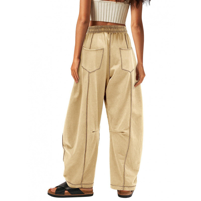 Damen weite Freizeithose mit praktischen Seitentaschen und elastischem Bund Drune