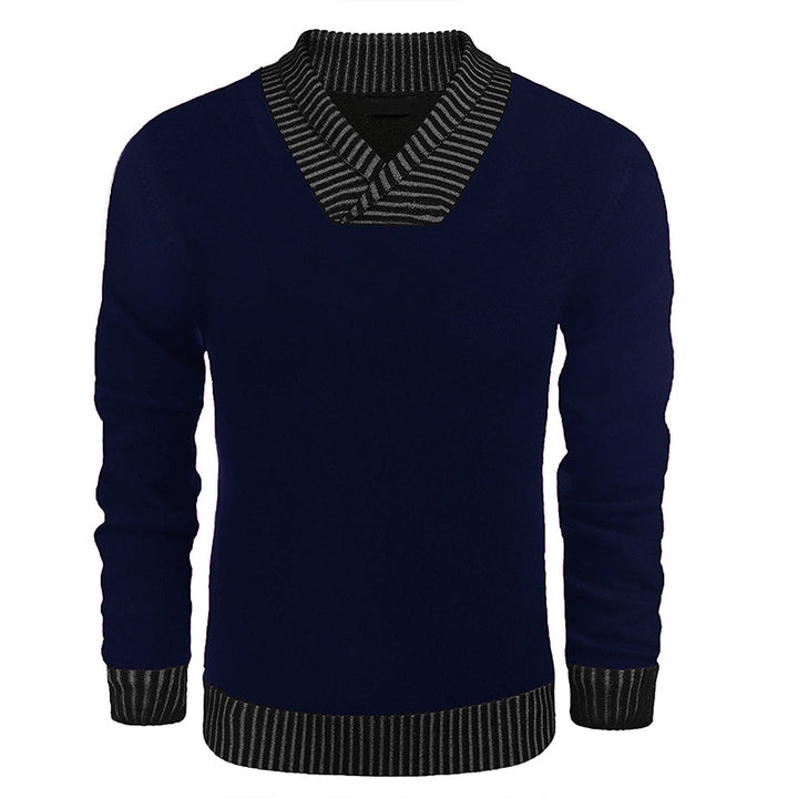 Herren eleganter Strickpullover mit modernem Schalkragen und strukturiertem Oberteil Drune