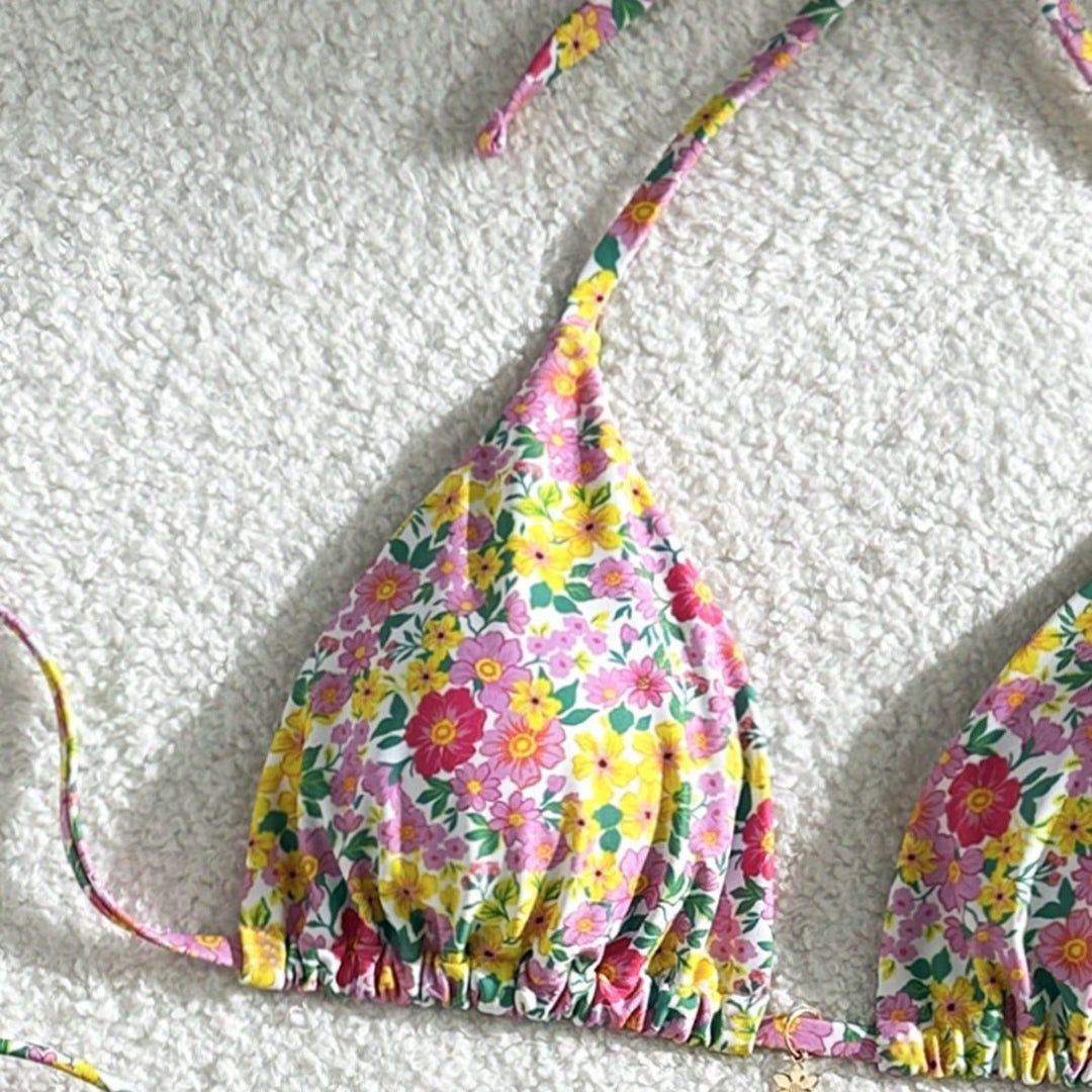 Damen Triangel-Bikini mit verspieltem Blumendesign Drune