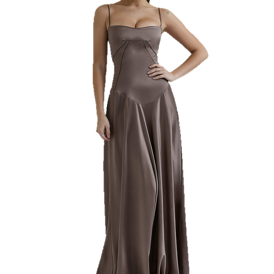 Damen Elegantes Abendkleid mit floralem Oberteil und schmalen Spaghetti-Trägern Drune