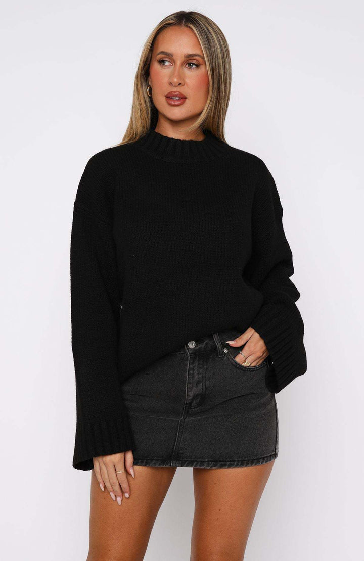 Damen Strickpullover mit weitem Schnitt und elegantem Rollkragen Drune