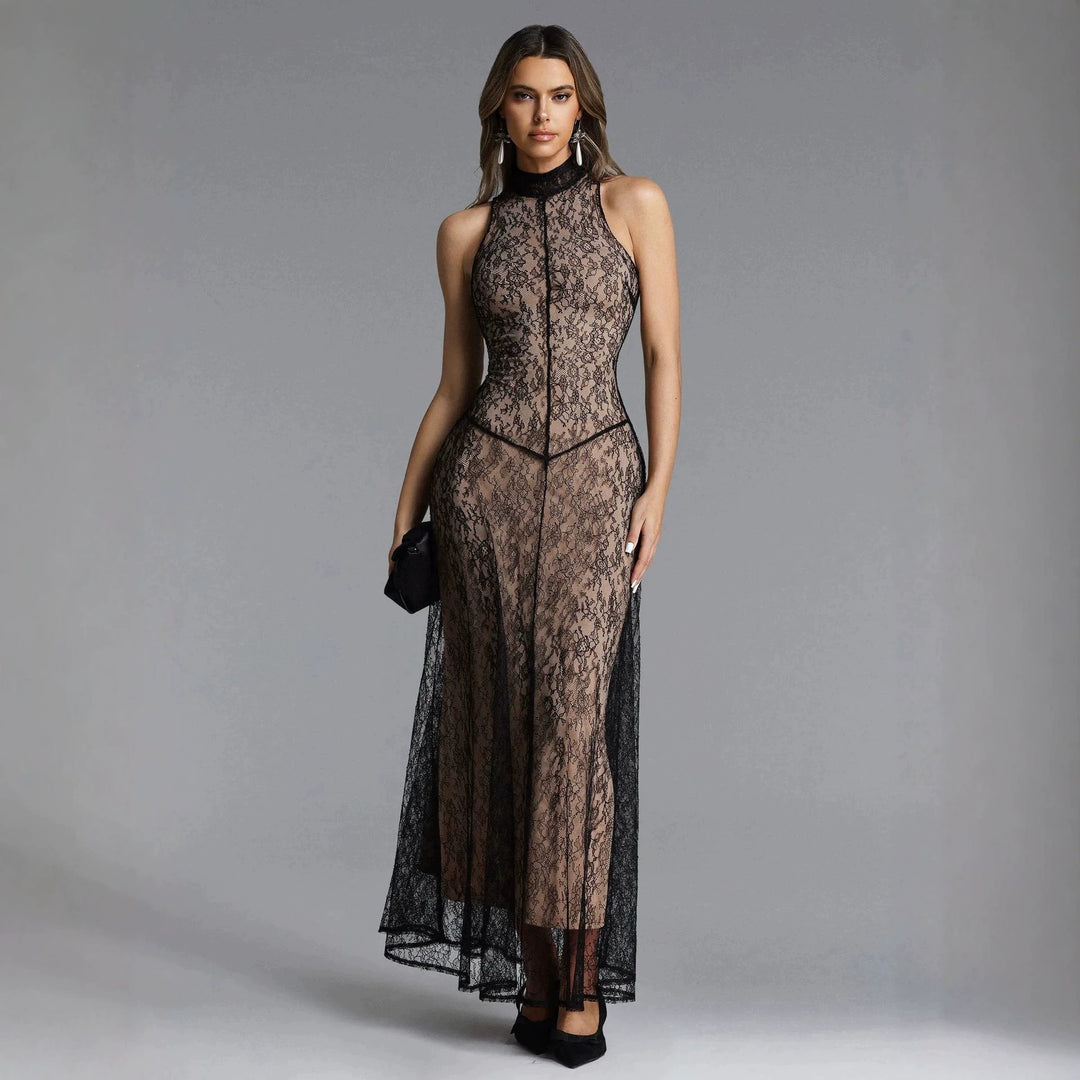 Damen Spitzen Abendkleid Drune