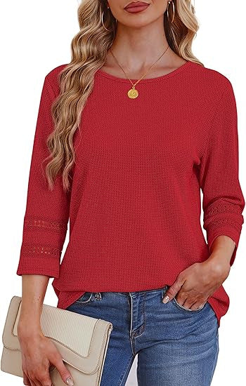 Damen lässiges Longsleeve-Oberteil mit Spitzen-Details Drune