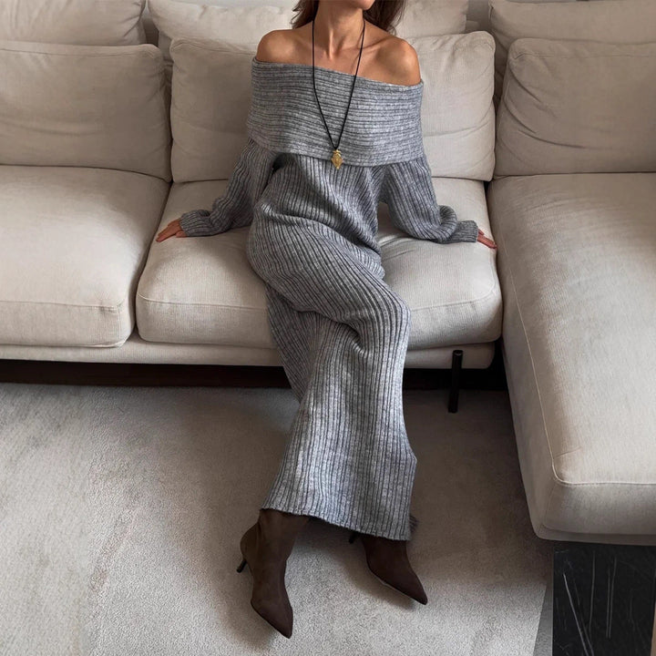 Damen Oversized Strickkleid mit weitem Schnitt und eleganten Details Drune